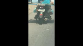 Unusual family transport spotted on motorcycle in Hyderabad, India