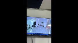 Schoolgirl takes a tumble while walking up stairs