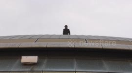 Tom Cruise on top of the BFI IMAX late Sunday night