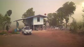 Roof blown away by storm in northern Thailand