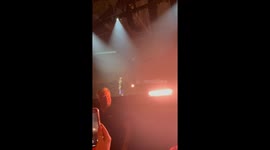 Moving camera nearly hits stage guard during Billie Eilish show in Oslo, Norway