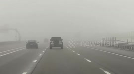 US: Fog causes low visibility on the road in Douglas County