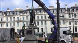 Robert Burns statue removal for the new george square renovation started today with the first statue.