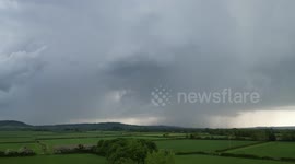 Drone footage of active thunderstorms which struck large parts of England and Wales on Monday