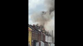 Huge fire near Hounslow East tube station in London, UK