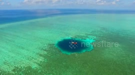 Aerial footage of world's deepest underwater sinkhole