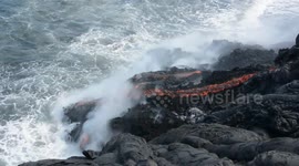 Amazing footage of lava meeting the ocean in Hawaii