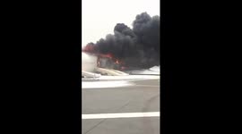 Emirates plane engulfed in flames after crash-landing