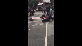 Black lives matter protesters block tram lines in Nottingham