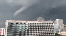 Huge funnel cloud over New Orleans