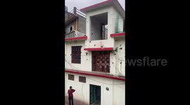 India: Building damaged by Pakistan shelling in Poonch