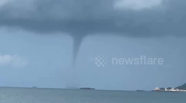 Waterspout tornado rages across sea in eastern Thailand