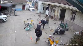 Firecracker fail damages car parked outside home in China