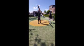 Boy falls during playground mishap at rotating pole in Pescara, Abruzzo, Italy