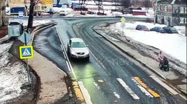 Mother and baby struck by turning car at pedestrian crossing in Arkhangelsk, Russia
