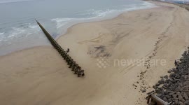 Beach artist creates 100ft figure of miner to honour former pit village