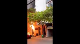 Electricity cables erupt in flames in Vietnam