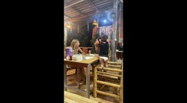 Toddler shows off wacky dance moves to tourists