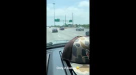 Car Spotted Driving on Interstate With Hood Up