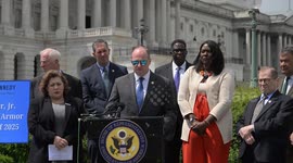 US: US representative Timothy M. Kennedy hosts press conference to introduce 'Body Armor Legislation' in honor of Aaron Salter Jr.