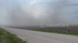 High winds in Becker County, Minnesota cause massive dust storm