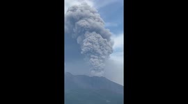 Sakurajima Volcano spews ash cloud during eruption in Japan