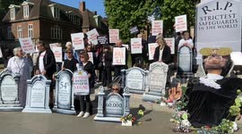 Protest against the Assisted Dying Bill outside the parliament in London