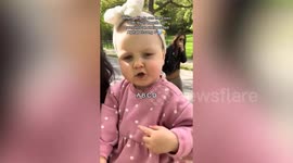 Adorable toddler, 17 months, sings ABCs from start to finish