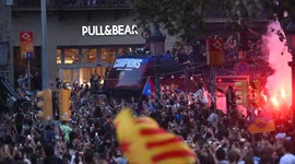 Spain: Barcelona celebrate LaLiga title with open-top bus parade
