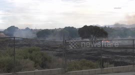 US, Los Angeles: Victorville River Fire Grew to Nearly 10 Acres and Threatened Nearby Motel