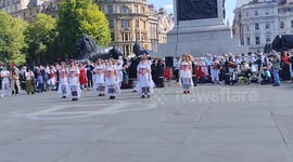 Morris Dancers Perform on Trafalgar Square, London, UK 17/05/2025