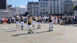 Morris Dancers Perform on Trafalgar Square, London, UK 17/05/2025