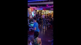 Tourist busts awesome dance moves at jazz bar in Chiang Mai