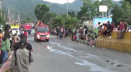 A massive fire broke out at the Rubber Factory owned by PT. Teluk Luas on Sunday afternoon at around 12.00 WIB.