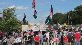 US: Demonstrators in Washington DC rally against Israeli assault on Gaza on Nakba Day