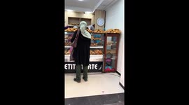 Croissants are covered with bees at baker's shop in Morocco