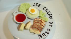 Hyper-realistic ice cream looks like a plate of steak and fries