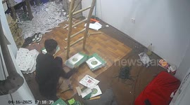 Worker falls from ladder while on the job in Lahore, Pakistan