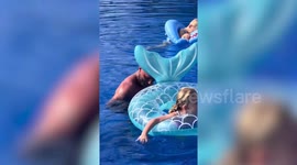 Man’s swim trunks dissolve mid-dip in funny holiday prank