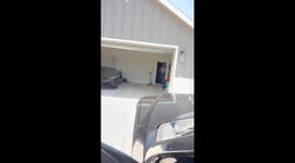 Man crashes into closing garage door in Three Rivers, Texas, USA