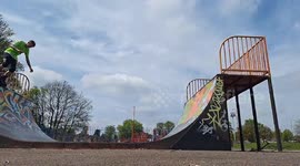 Rollerblade Flip Fail on Half Pipe