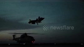 Italy: Jet Lands Vertically At Night On HMS Prince Of Wales During Massive Med Strike Operation