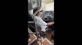 Bus driver's bouncing chair baffles passengers