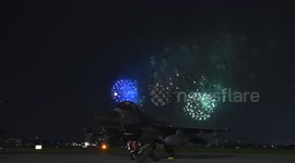 Fireworks Illuminate F-16 at Japanese-American Friendship Festival