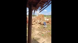 Dust devil tornado whips cloth through the air