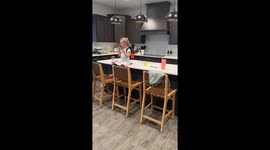 Toddler gets herself a snack