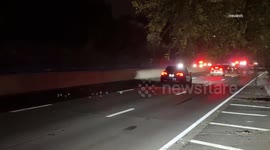 US, Los Angeles: Downtown Los Angeles Wrong Way Motorcycle Pursuit