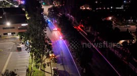 US, Los Angeles: Santa Clarita Deputy Killed in Crash Procession Aerials