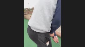 Golf player’s casual messing around results in a lucky hole in one on the course