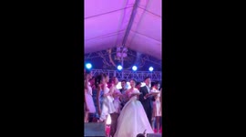 Groom's face engulfed in flames when wedding cake explodes